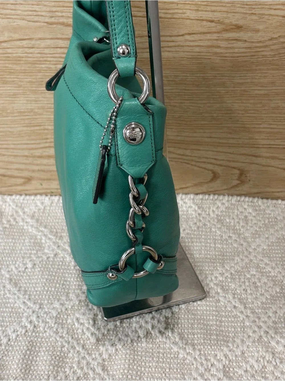 Coach Vintage MEDIUM Carly Green Leather Shoulder Bag